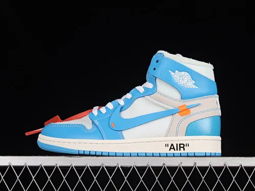 All categories Air Jordan Jordan series basketball shoes Air Jordan 1 High L version Off White x Air Jordan OW AJ1 Joe 1 joint North Carolina blue high-top basketball shoes AQ0818-148